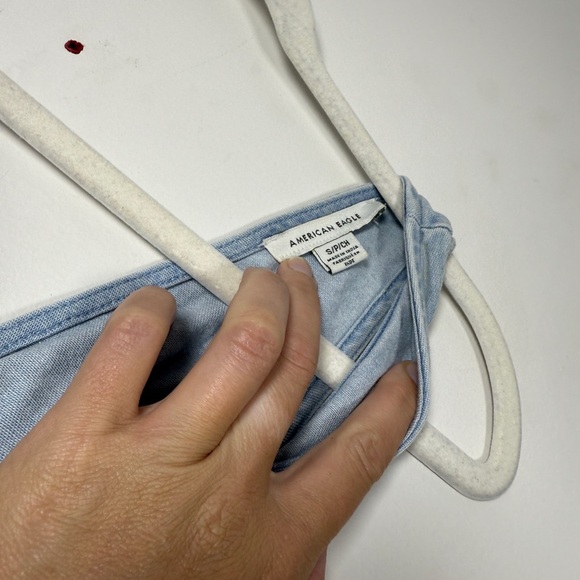 American Eagle Outfitters Light Blue Denim Ruffle Romper-Sz S - Picture 11 of 13